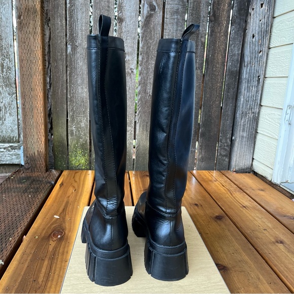 Zara Wm’s Lug Sole Pull On High Boots In Black Sz 39 EU Sz 8 US - Picture 8 of 16
